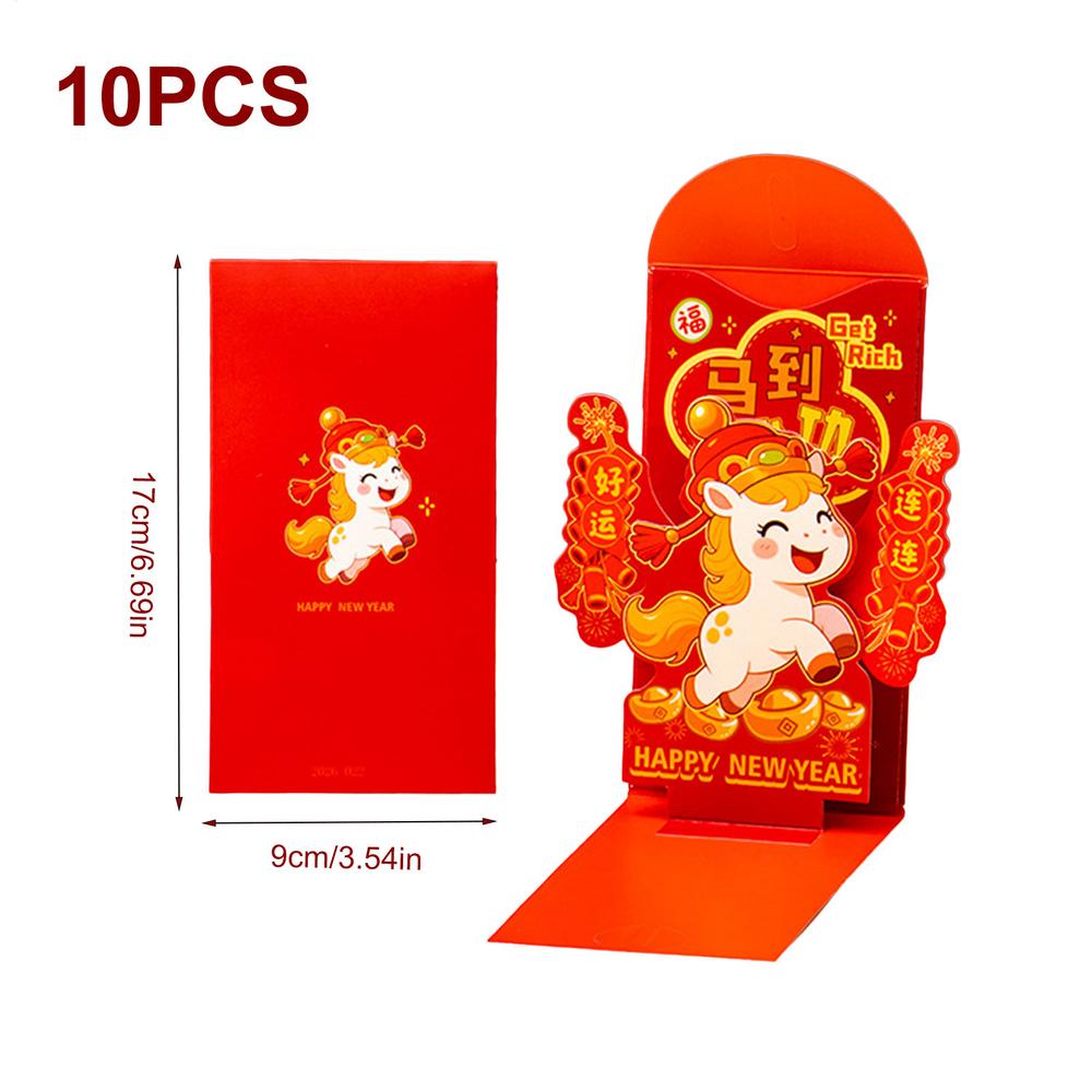

Money Envelopes For Cash 3D Horse Year Decorations 2026 Chinese 10 Pieces New Year Cash Red Envelopes For Spring Festival