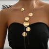 Detailliertes Design Halskette Disc Choker für Damen Vintage Fransen Münze