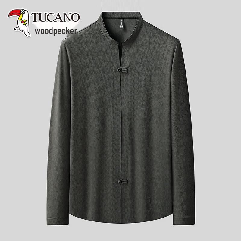 

TUCANO Men s Chinese Style Stand Collar Long Sleeve Shirt 54/2XL
