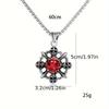 Red Black White Diamond Gothic Skull Necklace Men'S Titanium Steel Stainless Steel Pendant