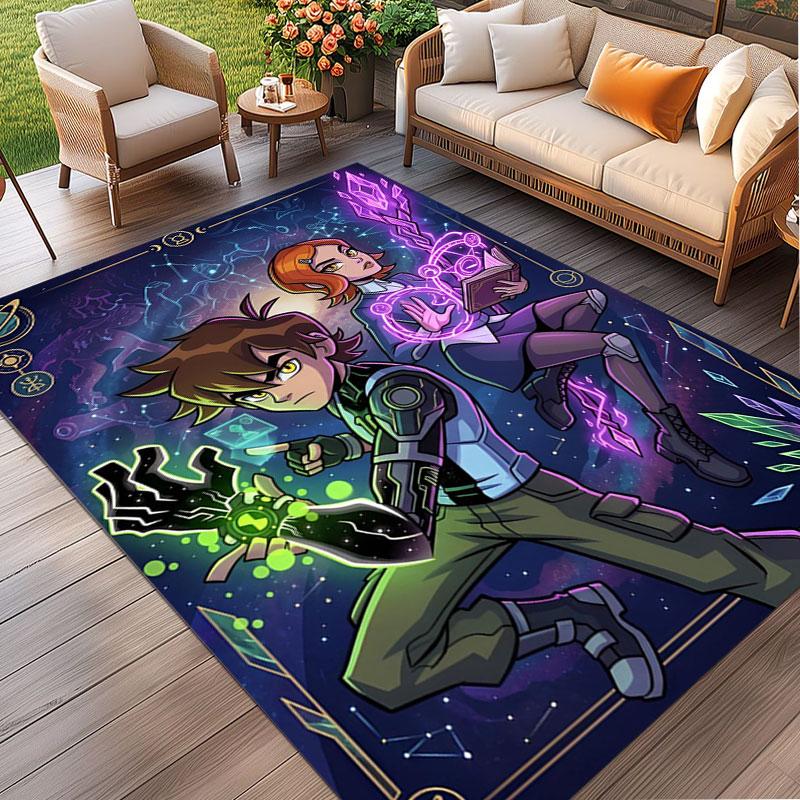 Ben 10 Cartoon Print Rug, Washable Floor Carpet, For Entryway Dorm Laundry Room Office Study, Home Decor Birthday Christmas Gift