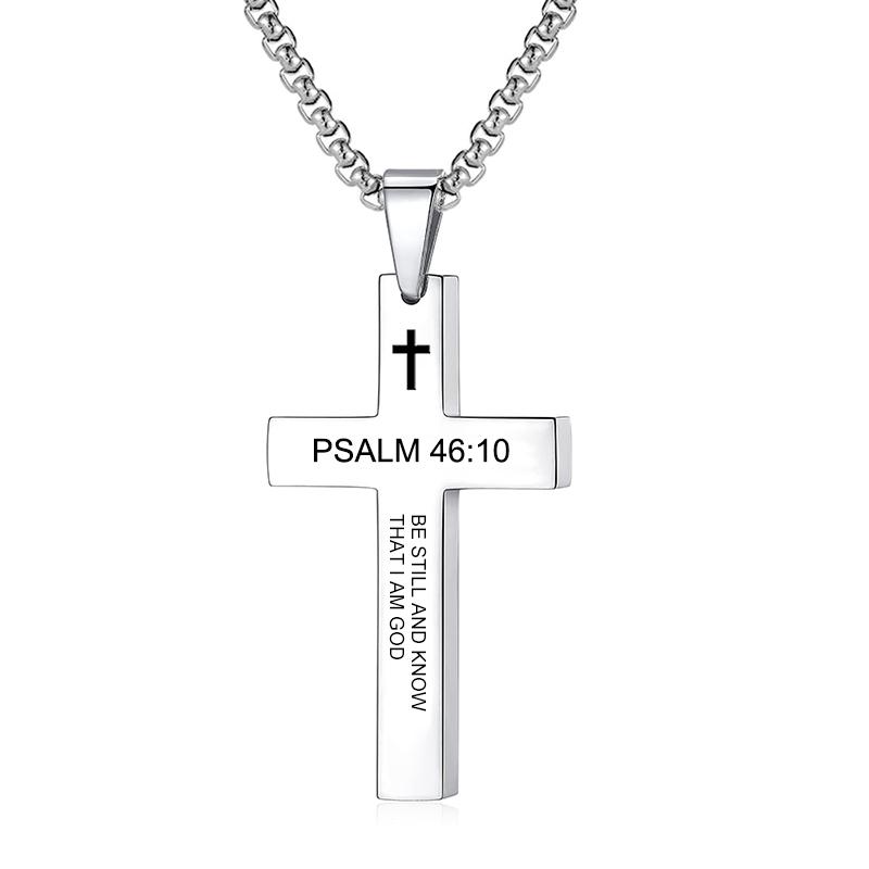 Christlicher Bibelvers Kreuz Anhänger Halskette Edelstahl Religiöse Schrift Gebet Schmuck Geschenke
