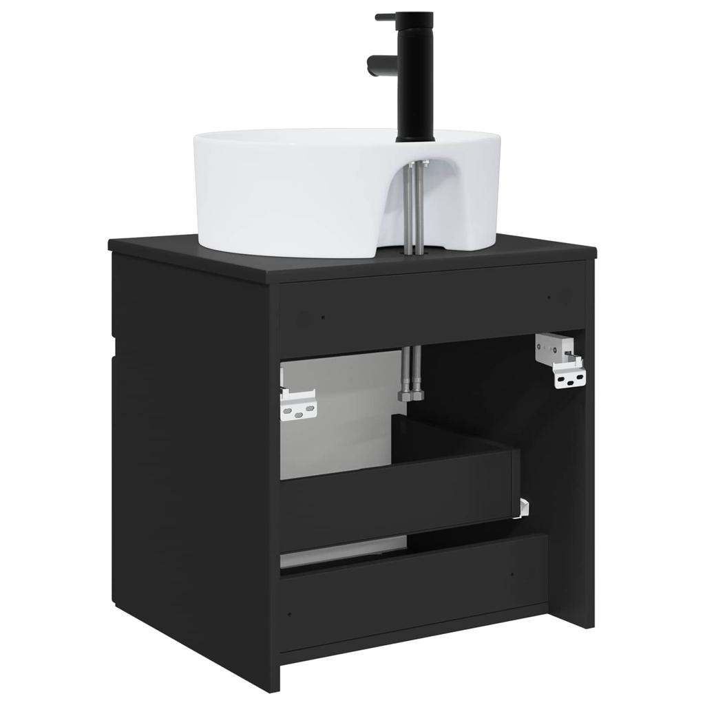 Wall Mounted Washbasin Vanity Unit In Black 49 X 44.5 X 65 Cm