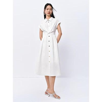 PEACEBIRD Women's Short Sleeve Shirt Dress