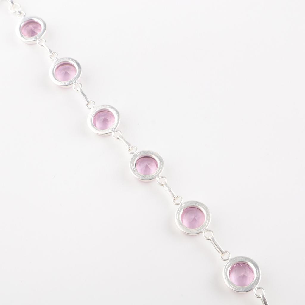 Morganite Gemstone 925 Sterling Silver Jewelry Handmade Bracelet 7-9" For Her RB-13-10