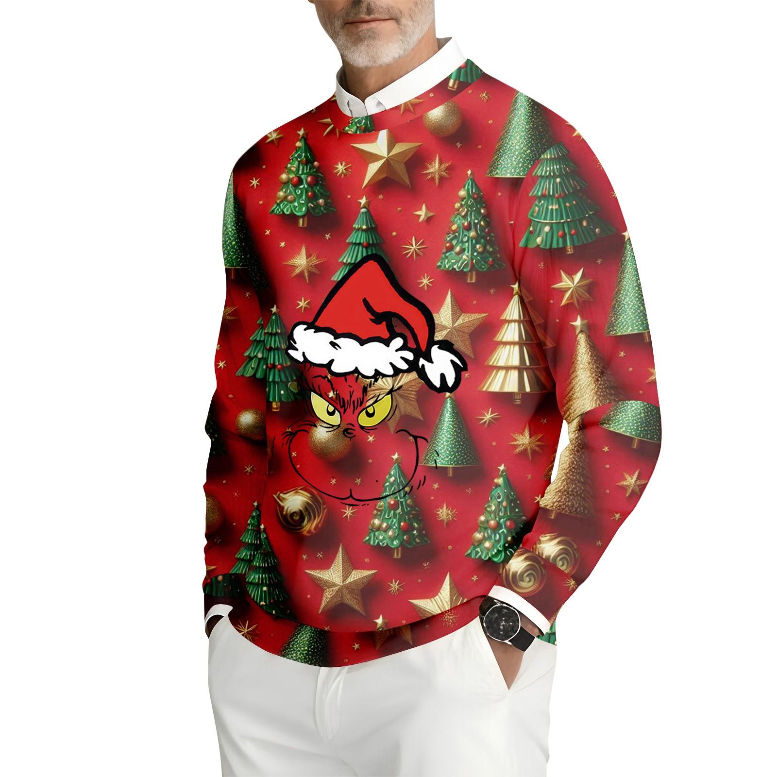 

Чоловічий світшот з принтом, круглим вирізом, довгими рукавами, в рубчик XL