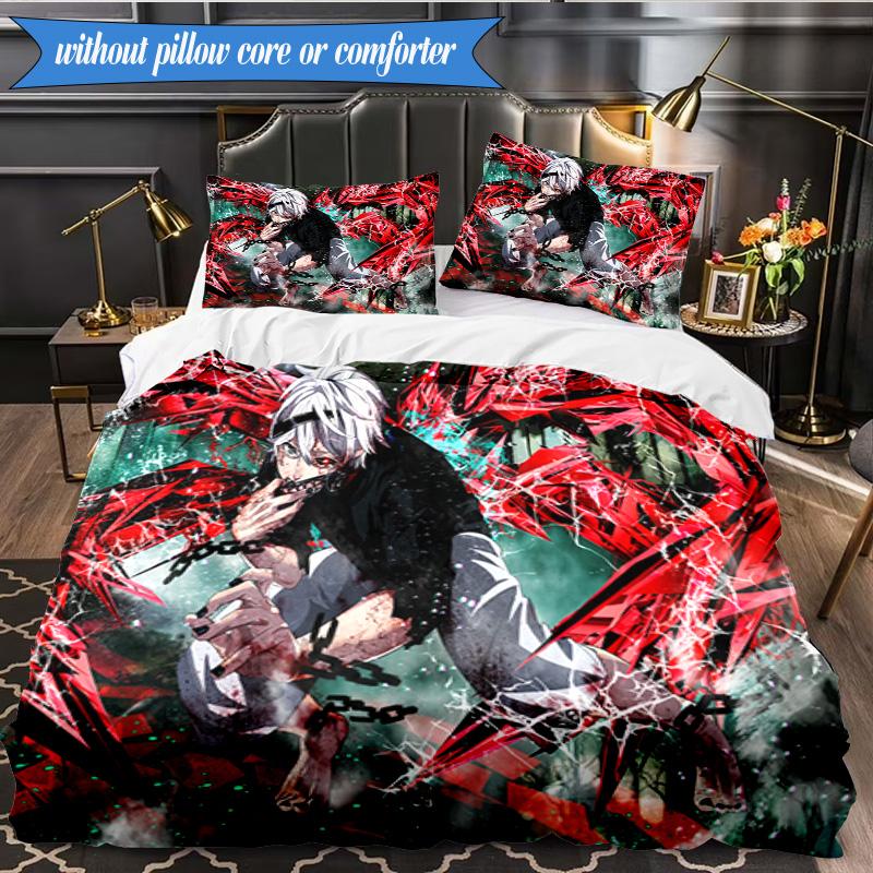 Tokyo anime Artwork 3pcs K-pop music group Bedding set,Ideal for Bedroom, Dormitory,Including Duvet Cover And 2pcs Pillowcases,Fan gifts