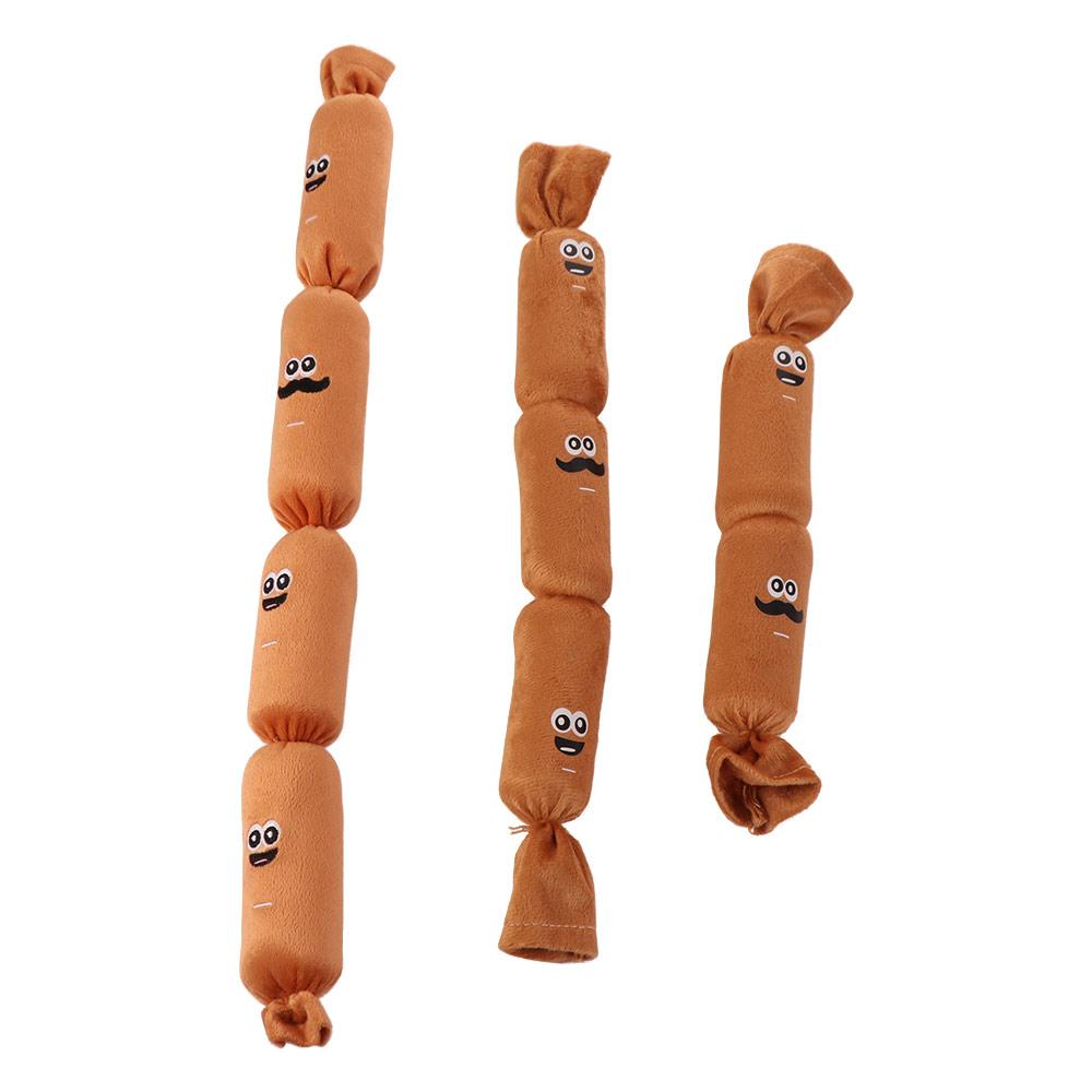 Cartoon Plush Sausage Sound Toy Bite-resistant Pet Chew Plush Toy Squeaky Dog Toy Relieve Boredom