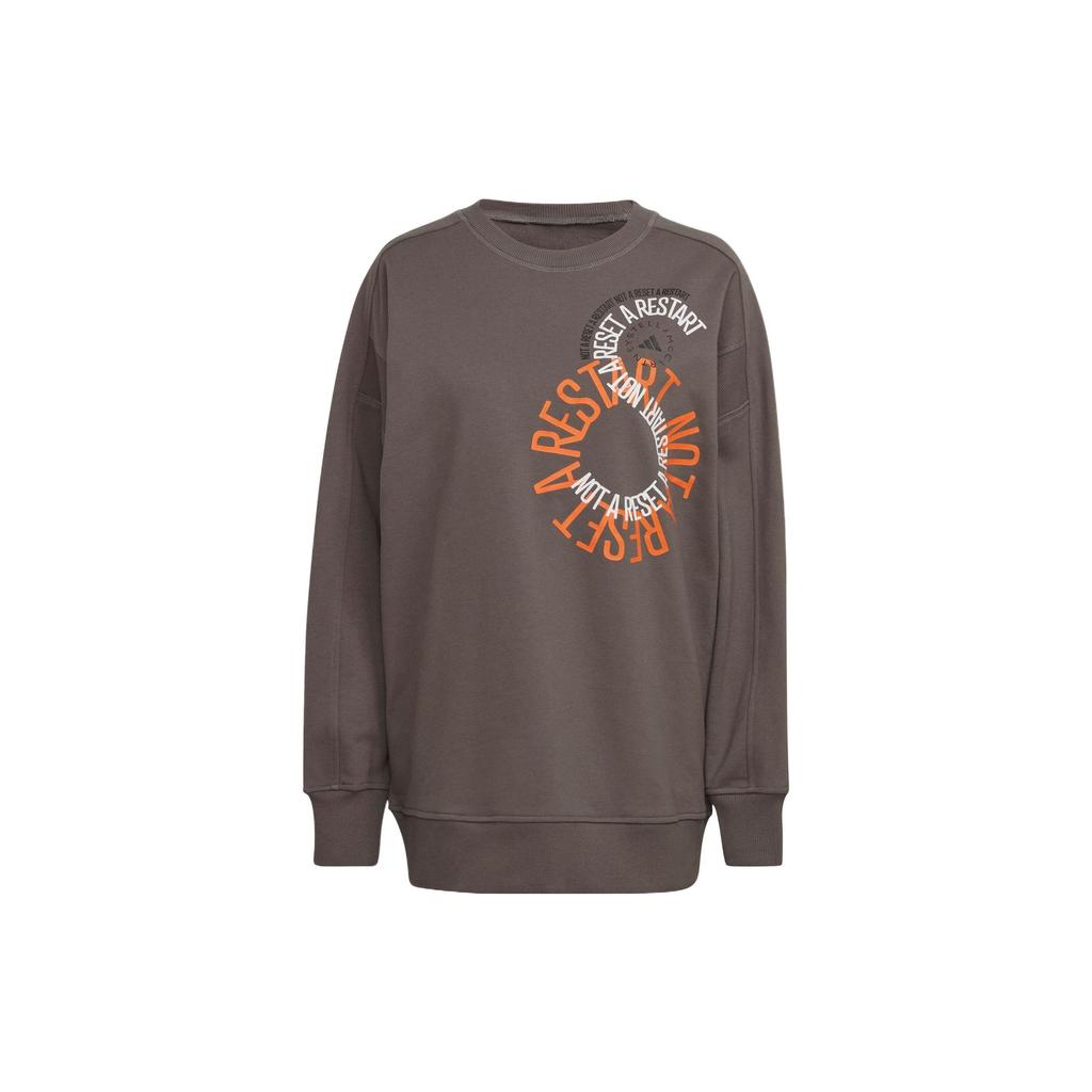 Adidas X Stella McCartney Co-Branded Logo Print Crew Neck Long Sleeve Sweatshirt Women Tops Brown IB5889