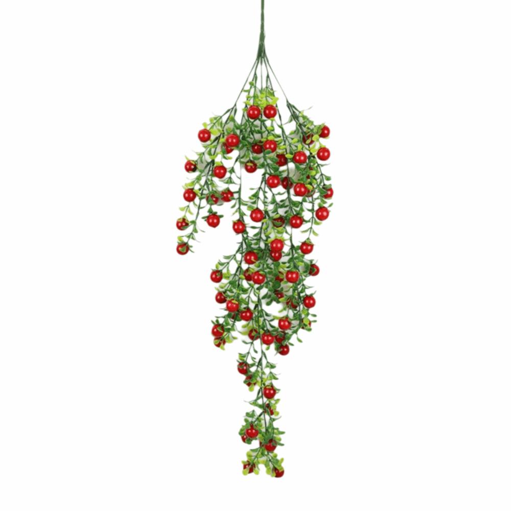 Green Leaves Artificial Berry Plant Vine Red Orange Fruit Photo Props Plant Wall Good Luck Ornament Simulation Plant Vine