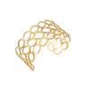 Gold Adjustable Wide Stainless Steel Open Cuff Bracelet for Women with European and American High-End Style