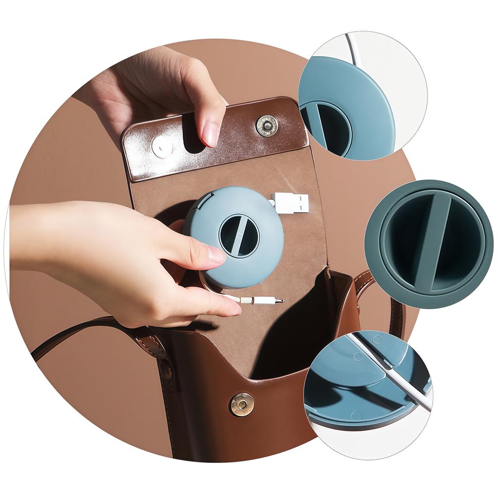 Portable Rotatable Data Cable, Round Cable Organizer, Multi-Style Cord Winder, Desktop Data Cable Management Storage Box