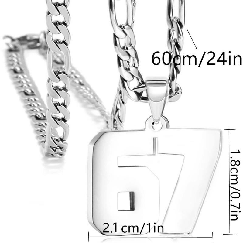 67 Necklace Punk Tag Letter Stainless Steel Pendant Necklaces For Men Women Jewelry Sportsmanship Gift