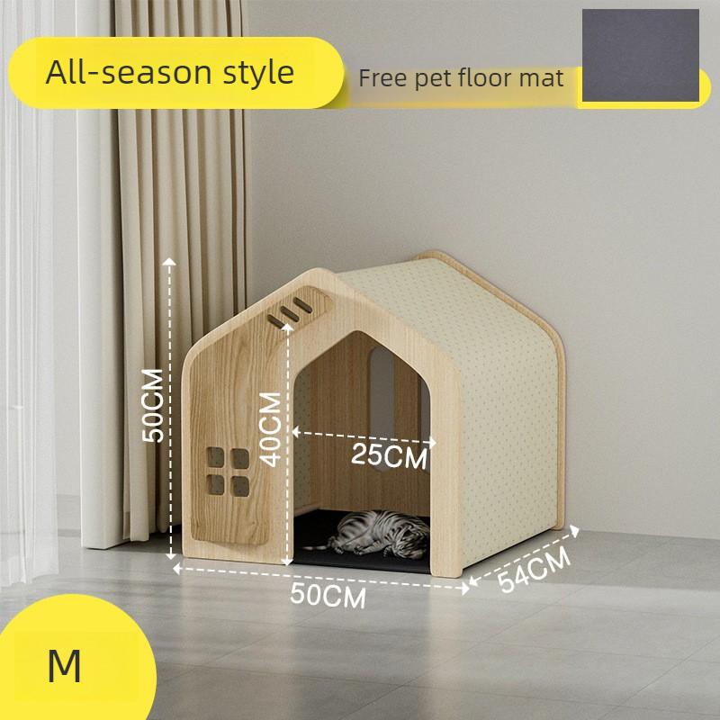 

Solid Wood Pet Cat Kennel Teddy Dog Kennel House Cat Villa Breathable Ceiling Puppy Cage Dog Nest Large Space Pet Products