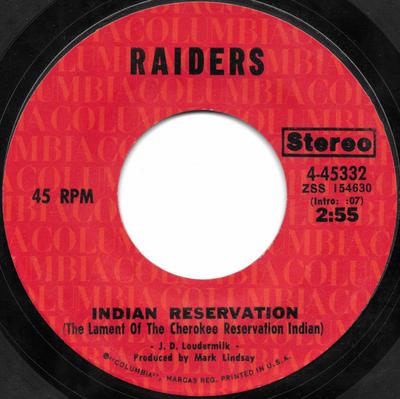7inch Record RAIDERS - Indian Reservation / Terry's Tune 445332 Columbia 1971 US Soul/Funk Used