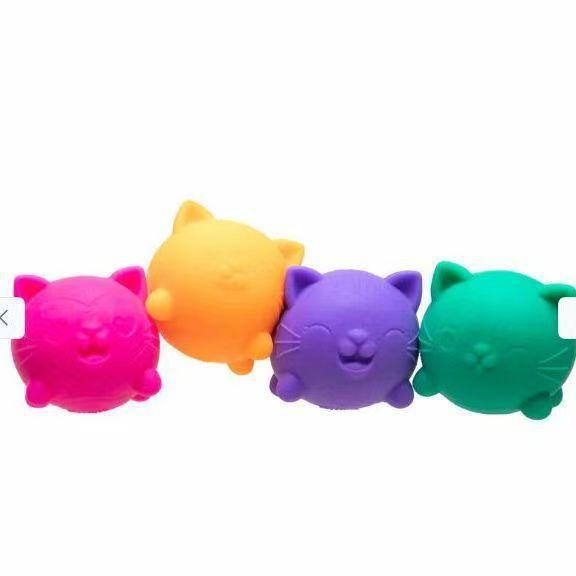 New Teenie Cool C 4 Pack Adorable Mini Cat Fidget Toys Soft Squishy Stress Relief Sensory Squeeze Toys For Adults