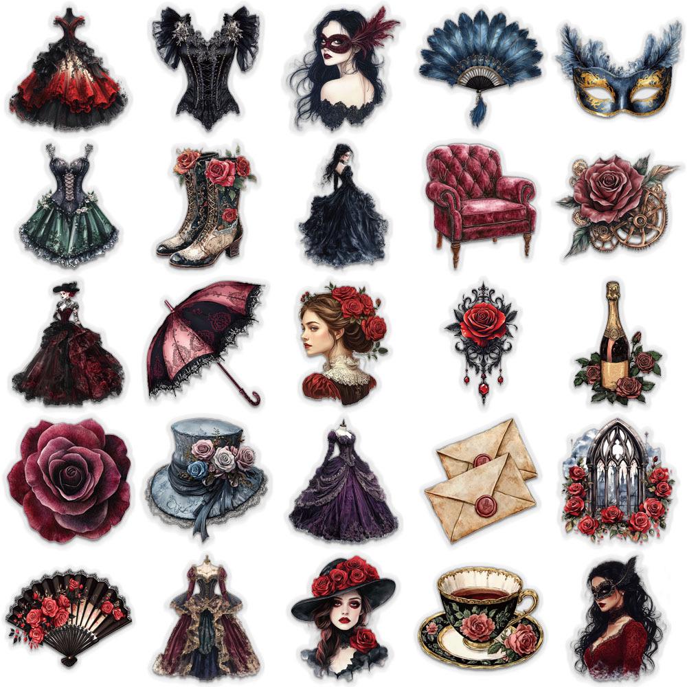 50 Sheets Creative Masquerade PET Transparent Stickers for Journals & Decor