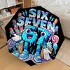 "67" Meme Cartoon: Automatic Folding Umbrella with 3-Fold Design and 8-Bone Frame - Perfect for Outdoor Use,Festive Gifts,Travel,Daily Use,a