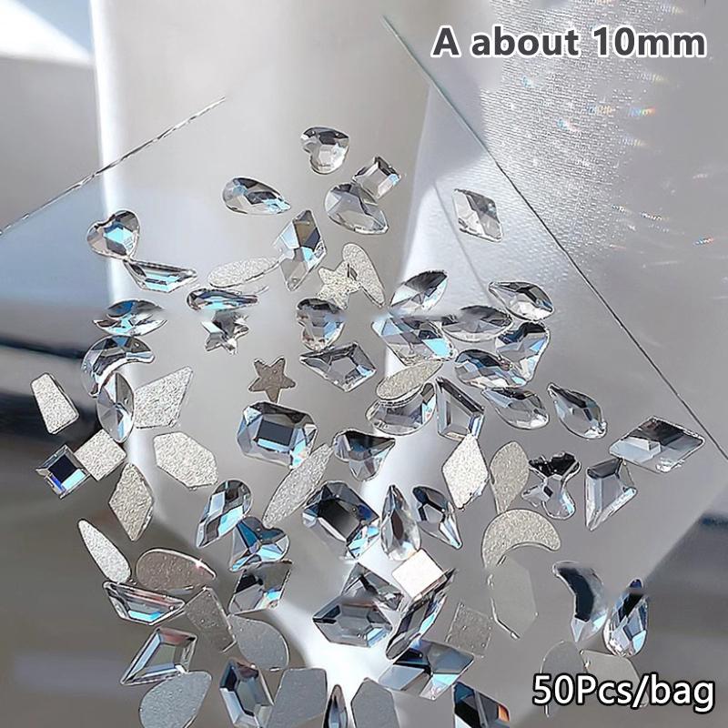 50 Stück Mini Rhombus Nagel Flache Unterseite Nagelkunst Edelsteine Schimmernde Maniküre Spitze 3D Nagelkunst Dekoration