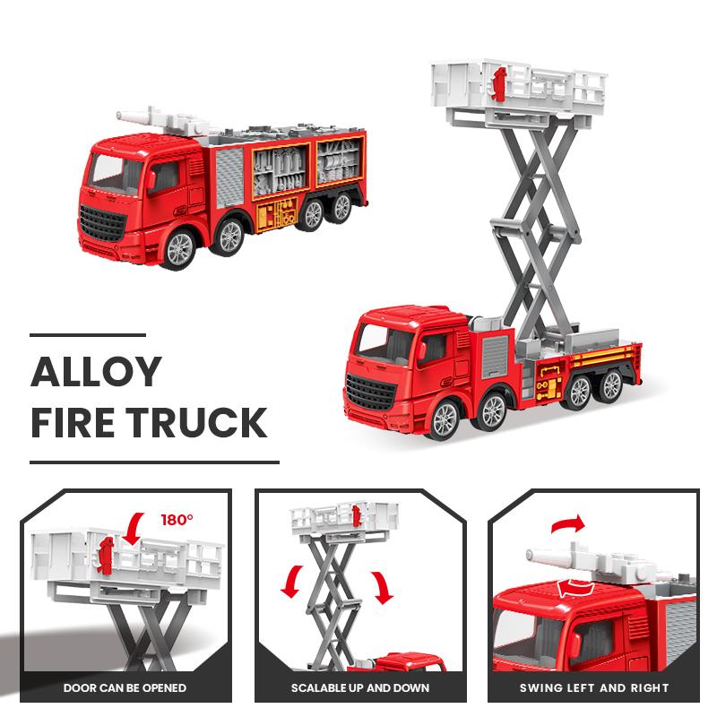Feuerwehrfahrzeug Set Baustadt Rettung Feuerleiterwagen Tankwagen Wasserwerfer Fahrzeug Legierung+Kunststoff Spielzeug Für Kinder