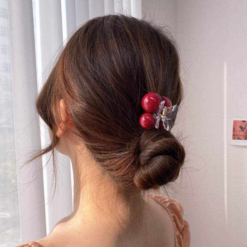 

Вишнева міні-перлова шпилька для волосся, блискуча шпилька на півголови pink