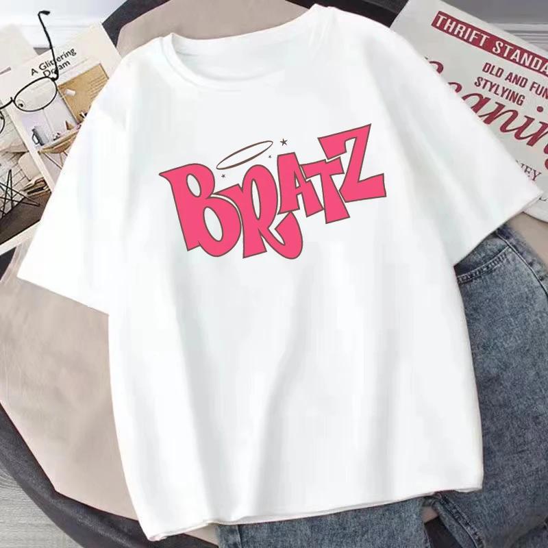

Летняя мужская футболка Bratz Harajuku с забавным мультяшным принтом, футболка с круглым вырезом и коротким рукавом, повседневная одежда Y2k S
