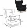 Bonito Scandinavian Wing Chair Family Furniture Black Corduroy Stripes Fashion