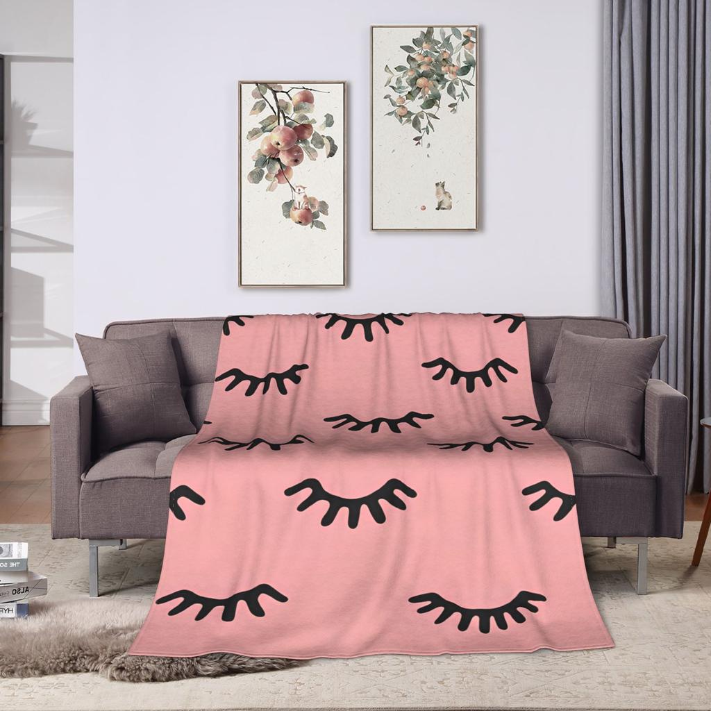 Eyelash Cartoon Eyelashes Blankets Fleece Spring/Autumn Portable Super Warm Throw Blanket for Bedding Outdoor Bedspreads