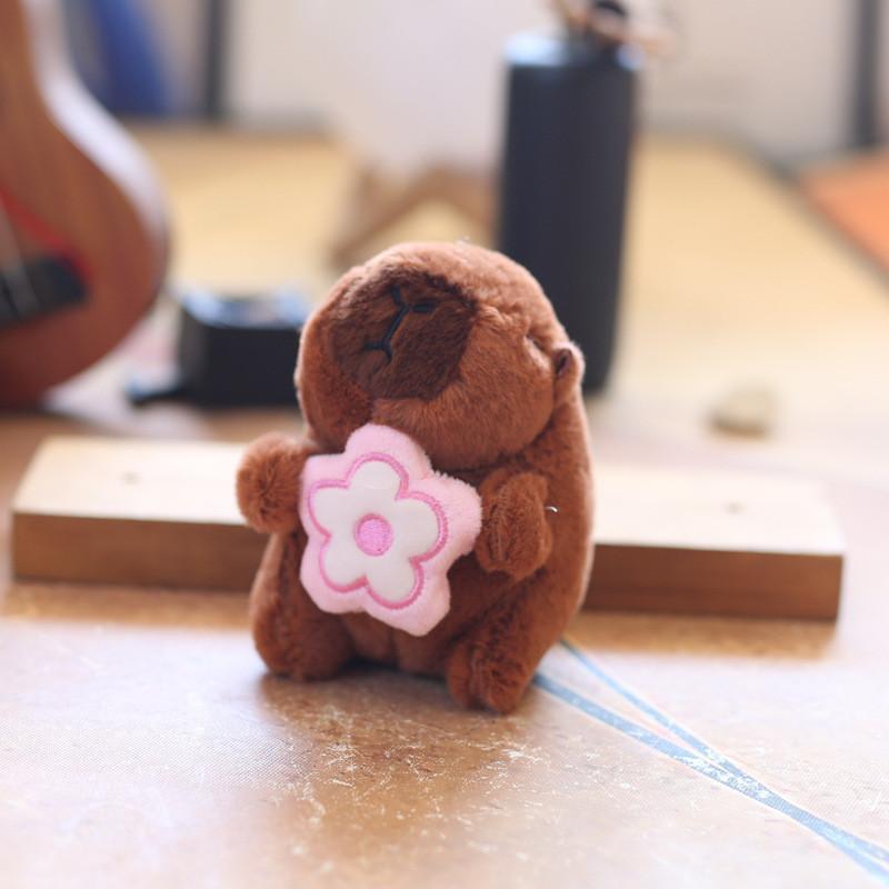 Adorable Cute Capybara Plush Keychain Stuffed Toy With Soft Short Fur Design