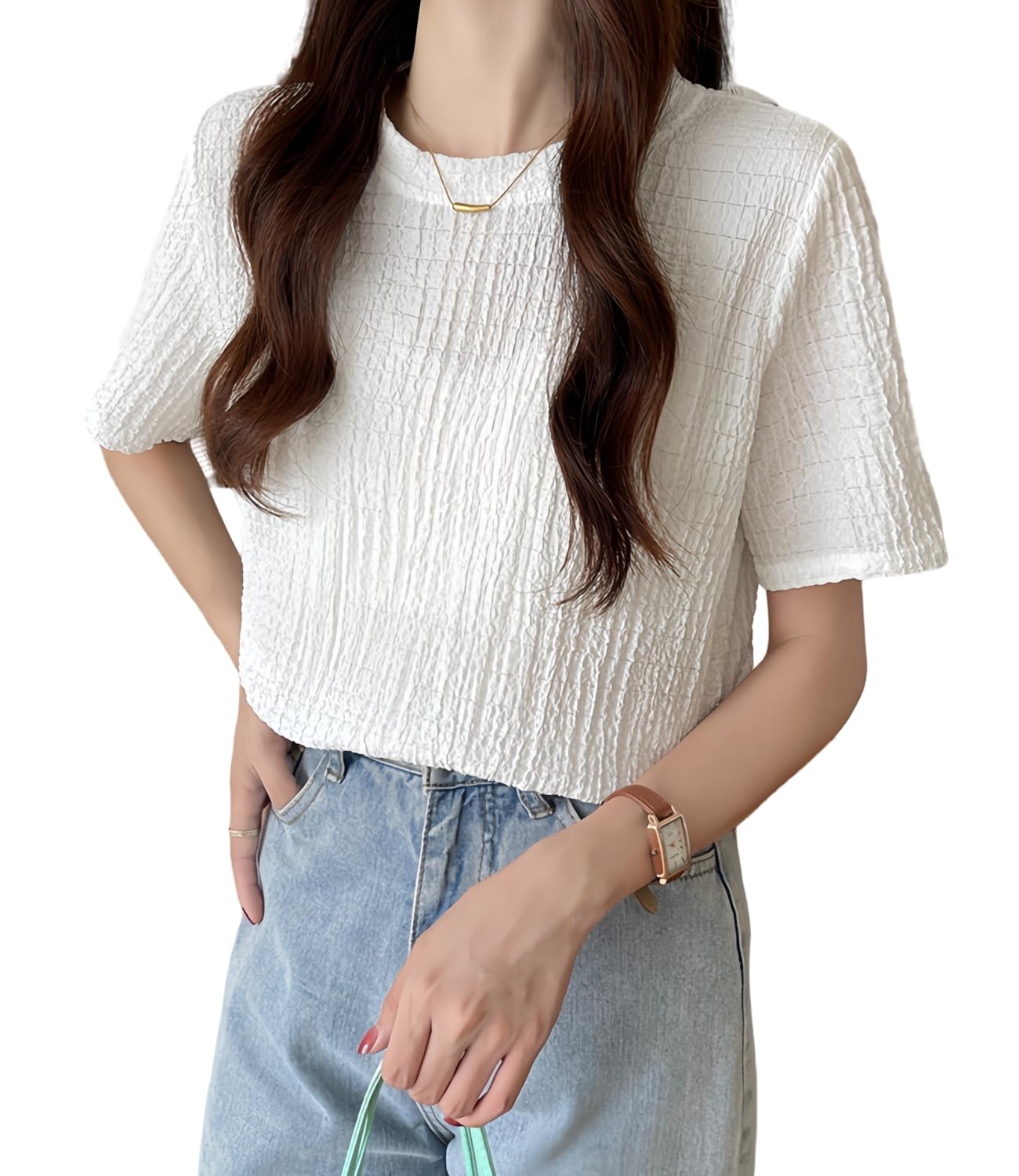 

Летний с коротким рукавом Свободный Свободный Охлаждающий Для Простой [Dreambuilder] Женские Топы, Футболка, Посадка, Тонкий, Горловина, Прохладный, Рубашка, Однотонный, Удобный, Для Поездок, белый