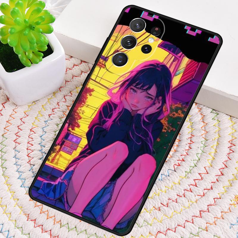 Sad Girl Japanese Anime TPU Phone Case For Samsung Galaxy Note 10 Pro S26 S25 S24 S23 S22 Ultra Plus S21 FE S20 Shockproof Cover