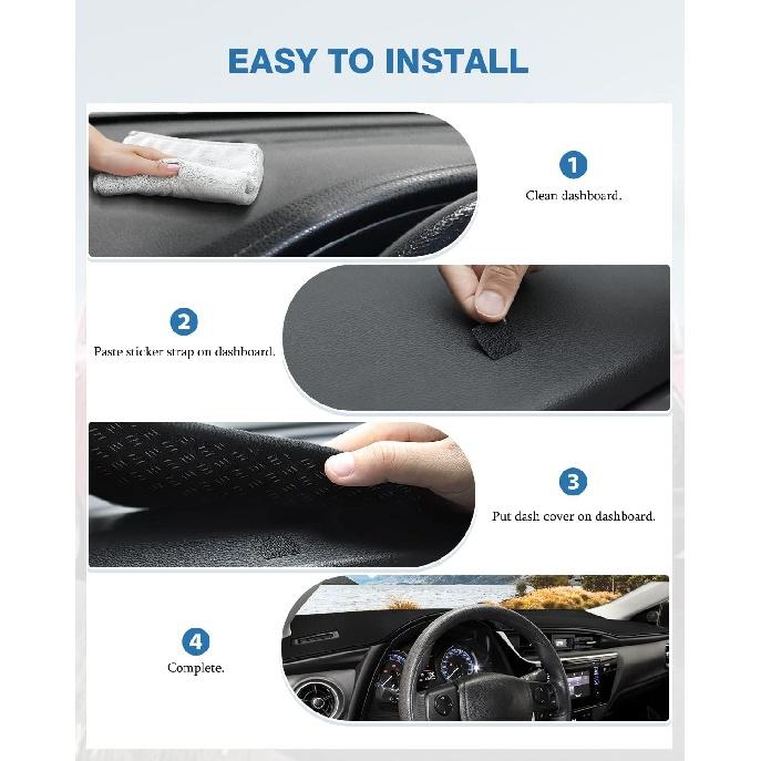 FIILINES Husă de bord personalizată pentru Toyota Corolla 2014-2018 Accesorii Covoraș de acoperire pentru planșa de bord Parasolar anti-orbire Protector anti-alunecare