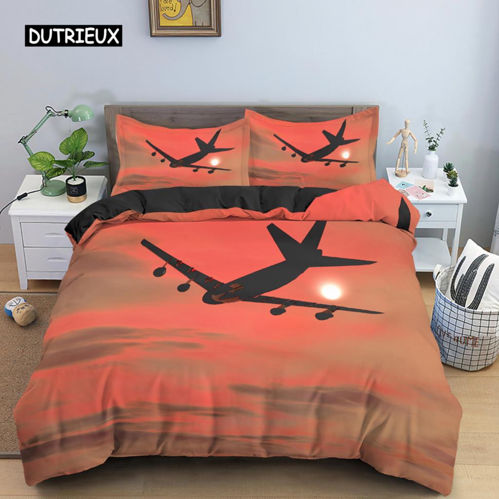 3D Airplane Printed Bedding Set Kids Adult 2/3pcs Duvet Cover with Pillowcase Comforter Bedding Quilt Cover Luxury Bedding Set