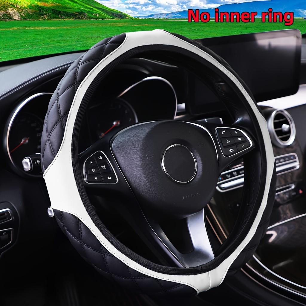 1pc Wear-resistant Comfortable PU Leather Three-dimensional Embroidery No Inner Ring Steering Wheel Cover For 36.83-38.1cm Steering Wheel For Women