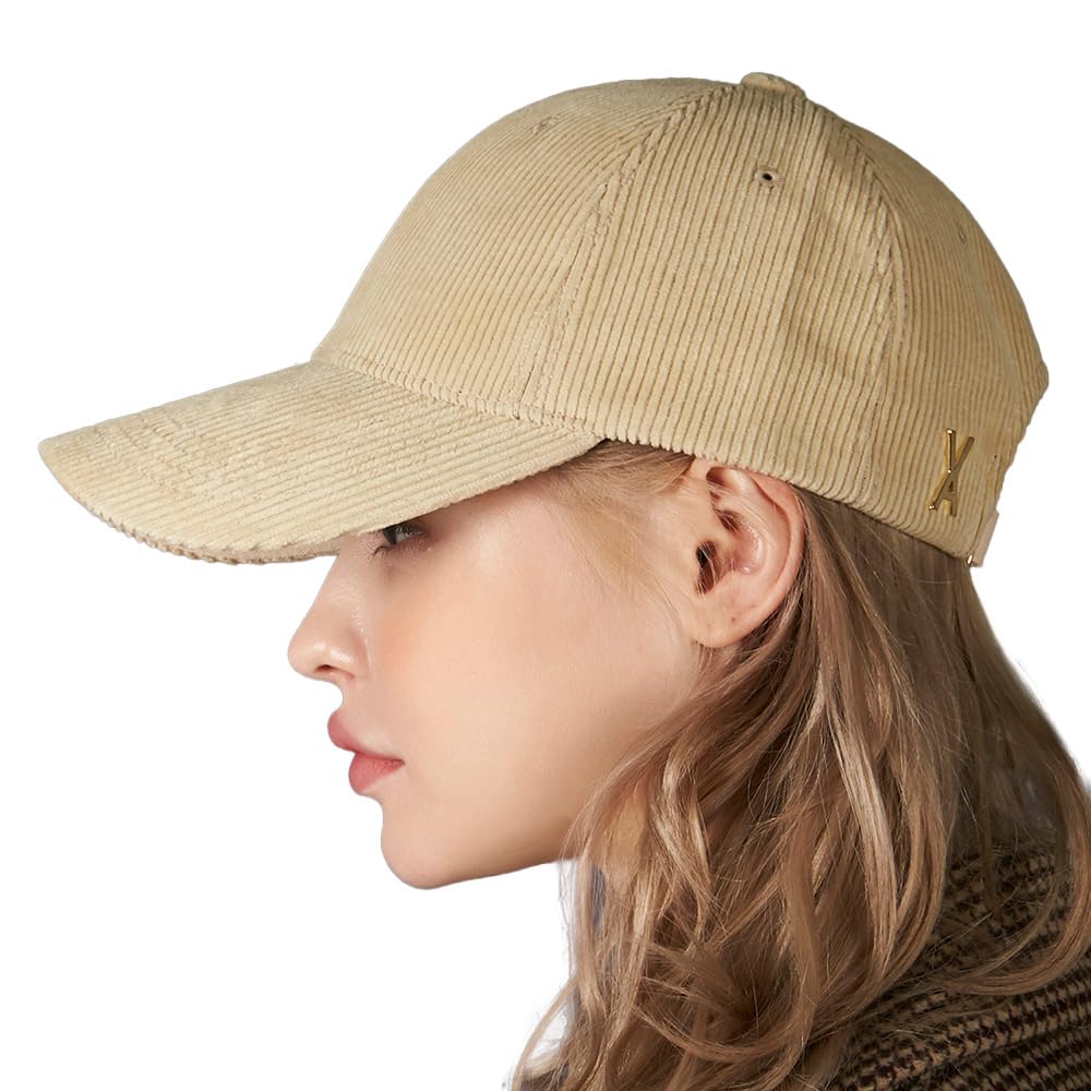 Gold point corduroy over fit ball cap Cream
