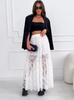 Jupe Midi en Dentelle pour Femme, Taille Élastique et Longue Jupe Trapèze, Multifonctionnelle et Tendance