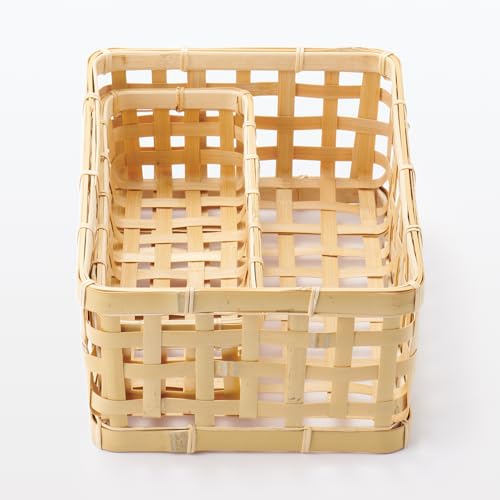 MUJI Bamboo Woven Basket, Natural, Approx. 21cm W X 30cm D X 12cm H, MDC77A2S