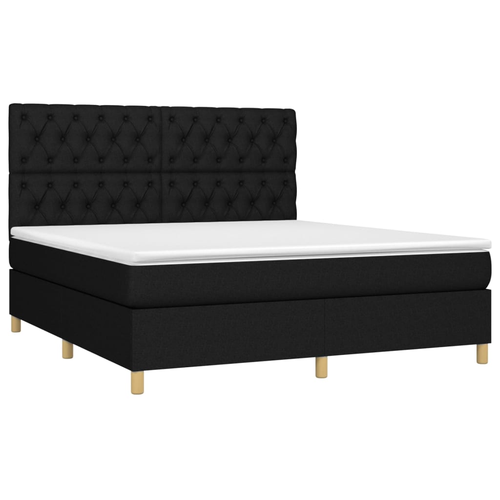 Vidaxl Continental Bed With Mattress, Black, Fabric 160X200 Cm