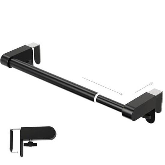 VEHHE Towel Hanger Adjustable Length Approximately Installation width can be freely adjusted fits perfectly on doors Stainless Steel Rack (Black No