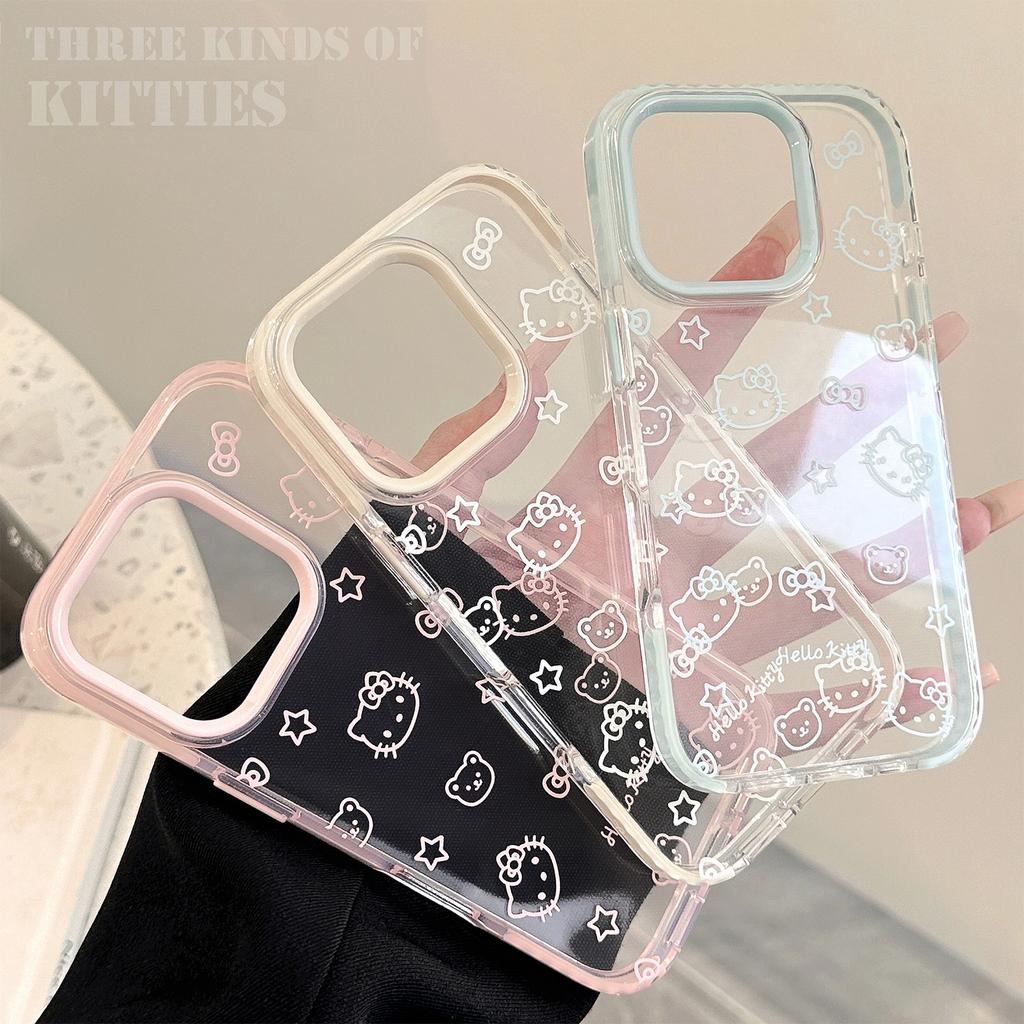Ins-style Transparent Line Cat iPhone 16 Case Suitable for Apple 15, 17 Pro Max, Cartoon 13, Soft 11