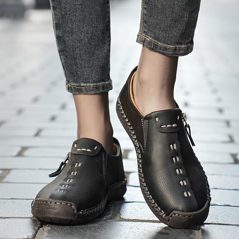 Men's Spring and Autumn Casual Shoes, Men's Large Bean Shoes, Hand Sewn Leather Shoes