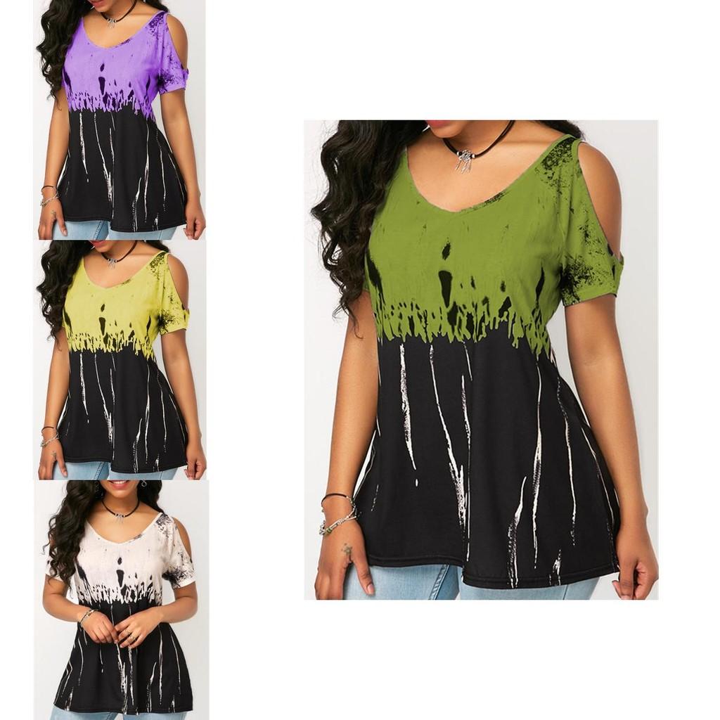 Elegant Plus Size Women T-shirt With Cold Shoulder Design For Summer Casual Wear