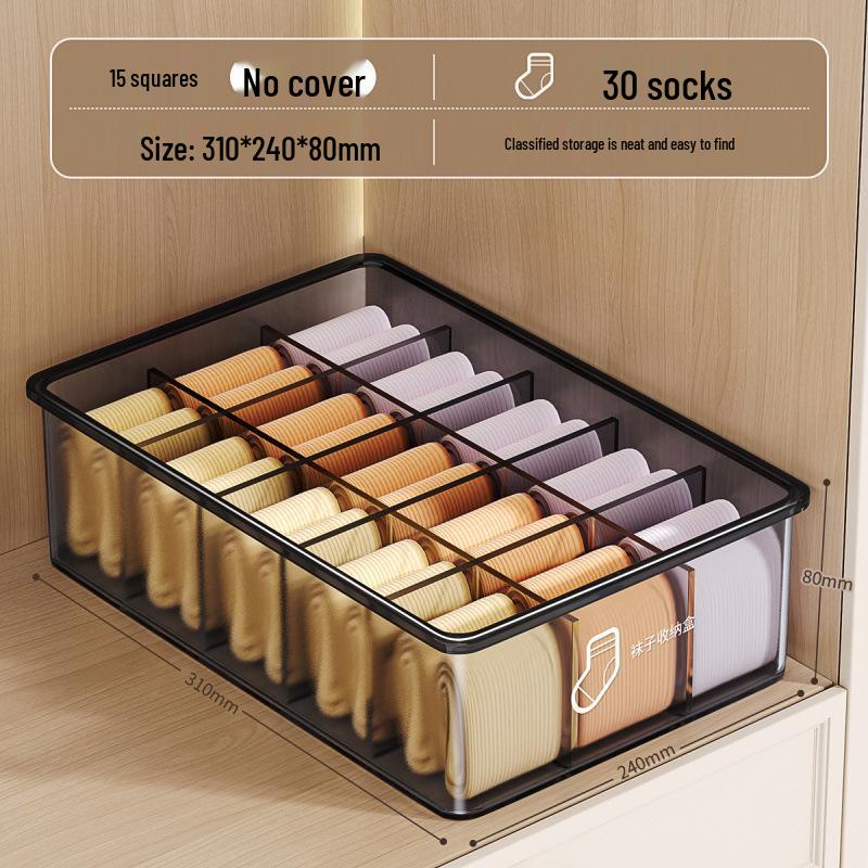 Drei-in-Eins Intimwäsche-Organizer mit Deckel: Aufbewahrungsbox für Unterwäsche, Slips & Socken