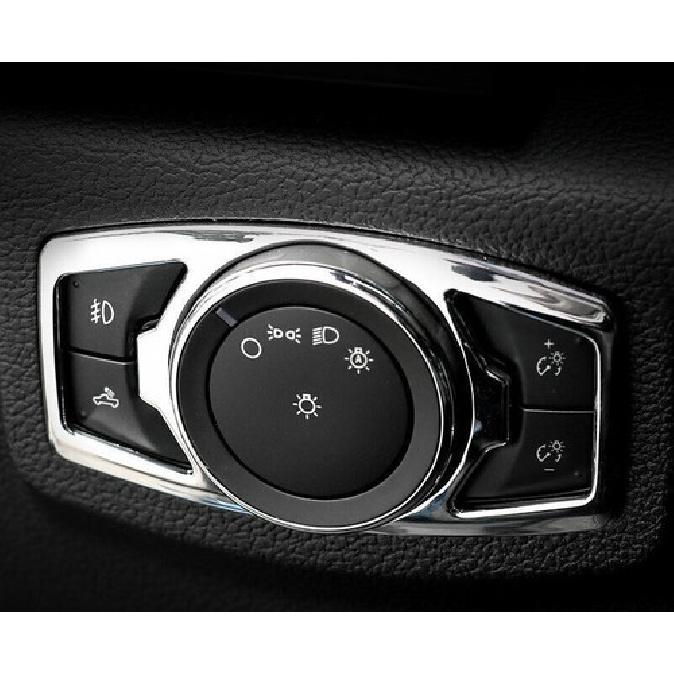 Fit For Ford F150 F-150 2015- A ABS Headlight Button Frame Chrome Cover Trim