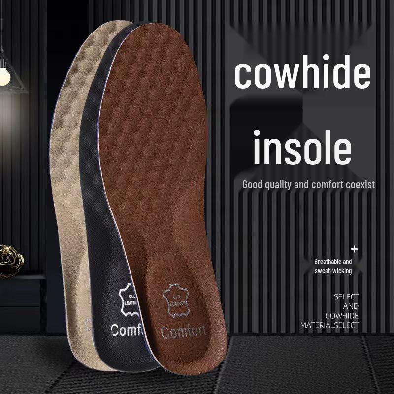 Men's and Women's Genuine Leather Deodorizing, Breathable Insole - Sweat-Absorbing, Soft, Thickened, Shock-Absorbing Cowhide for Spring Shoes.