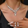 Bride Jewelry Set Adjustable Teardrop Pendant Necklace Drop Earrings Sparkling Butterfly Pendant Necklace For Galas Parties