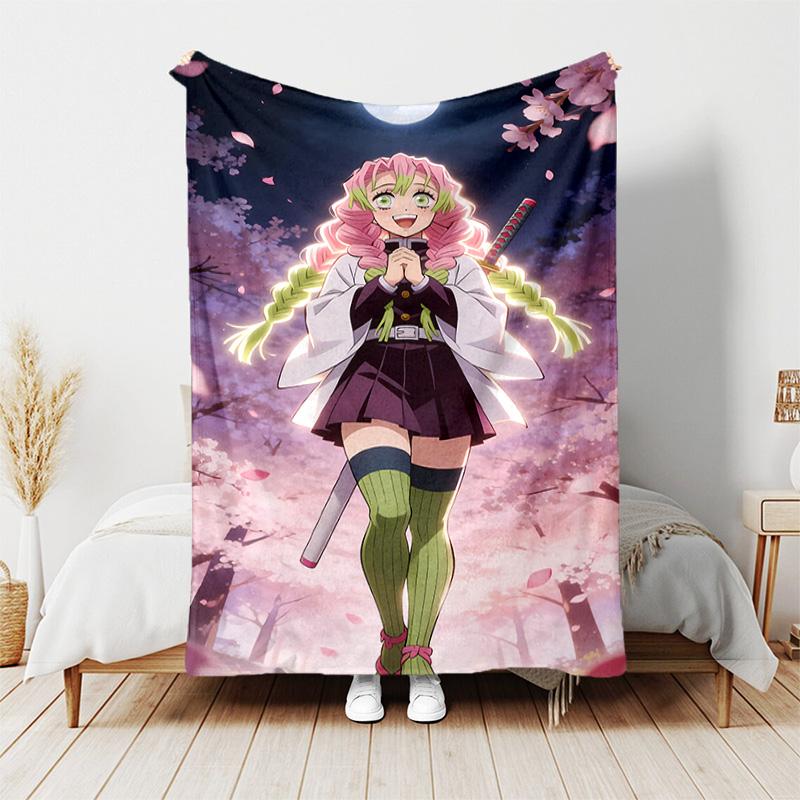 1 Stück Decke - Nezuko Demon Slayer Kanroji Mitsuri Druckdesign, Leichte Decke für Sofa, Bett - Weich & Warm, Geschenk für Alle Jahreszeiten