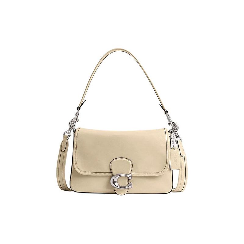 Coach Soft Tabby 26 Logo Magnetic Closure Leather Handbag Women handbag Ivory CR653-LHVT5