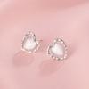 White Moonlight Love Cat Eye Stone Earrings for Women with Niche Design High-end Cold Style Earrings