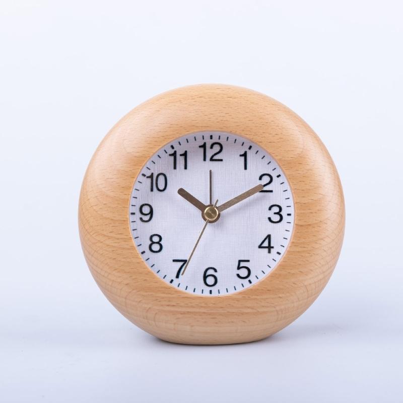 Elegant Wood Frame Alarm Clock with Arabic Numerals Backlights Quiet